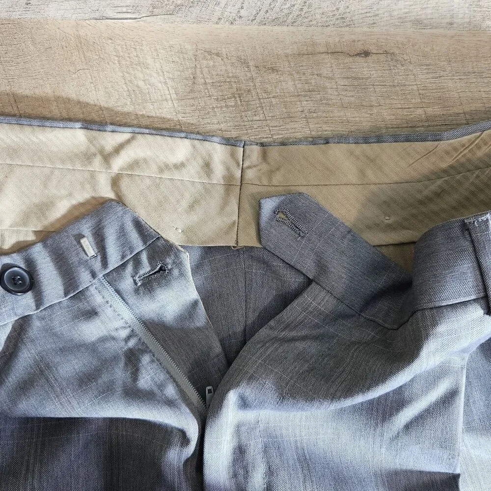 Joseph Abboud Suit Men 46 Wool Lightweight Gray Windowpane Check Pants 36X32